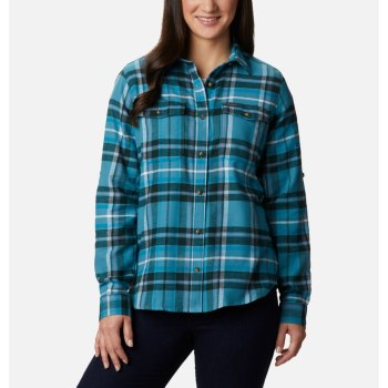 Columbia Pine Street Stretch Flannel, Camisa Azules Multicolor Para Mujer | 473082-IXL